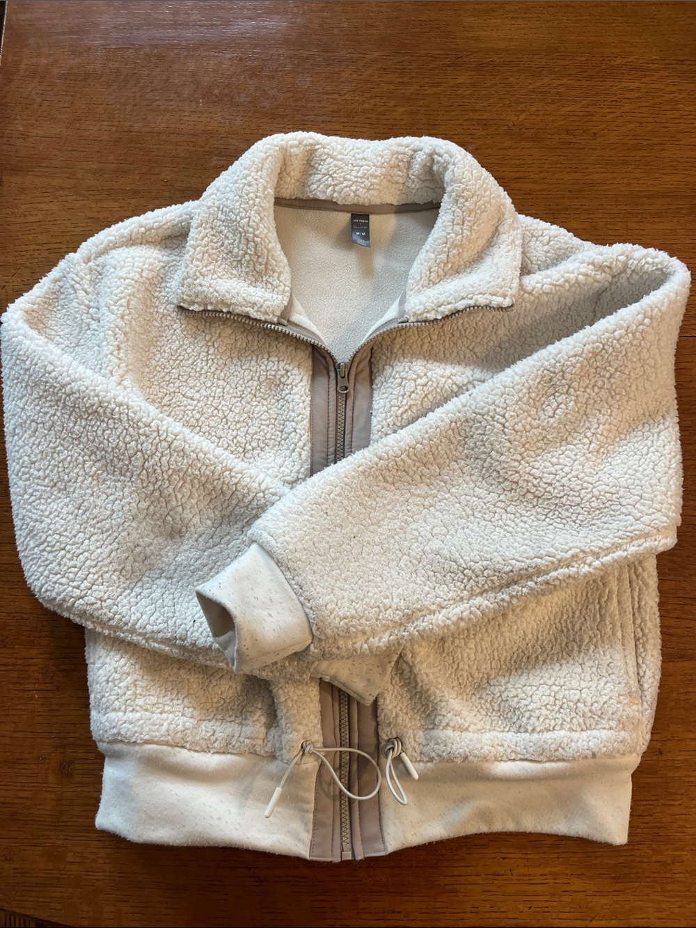 Joe Fresh Cream Sherpa Jacket with Contrast Trim